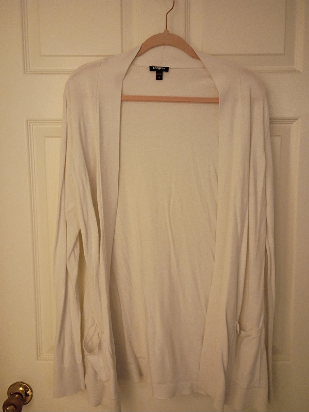 Express Cream Open-Front Lightweight Cardigan